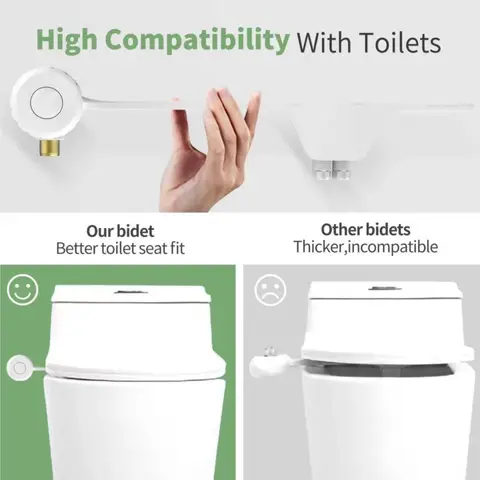 Smart bidétillbehör Ultratunn toalettsitstillbehör Dubbelt munstycke Justerbart vattentryck Icke-elektrisk sprutmunstycke 12 best sales smart bidé - №10