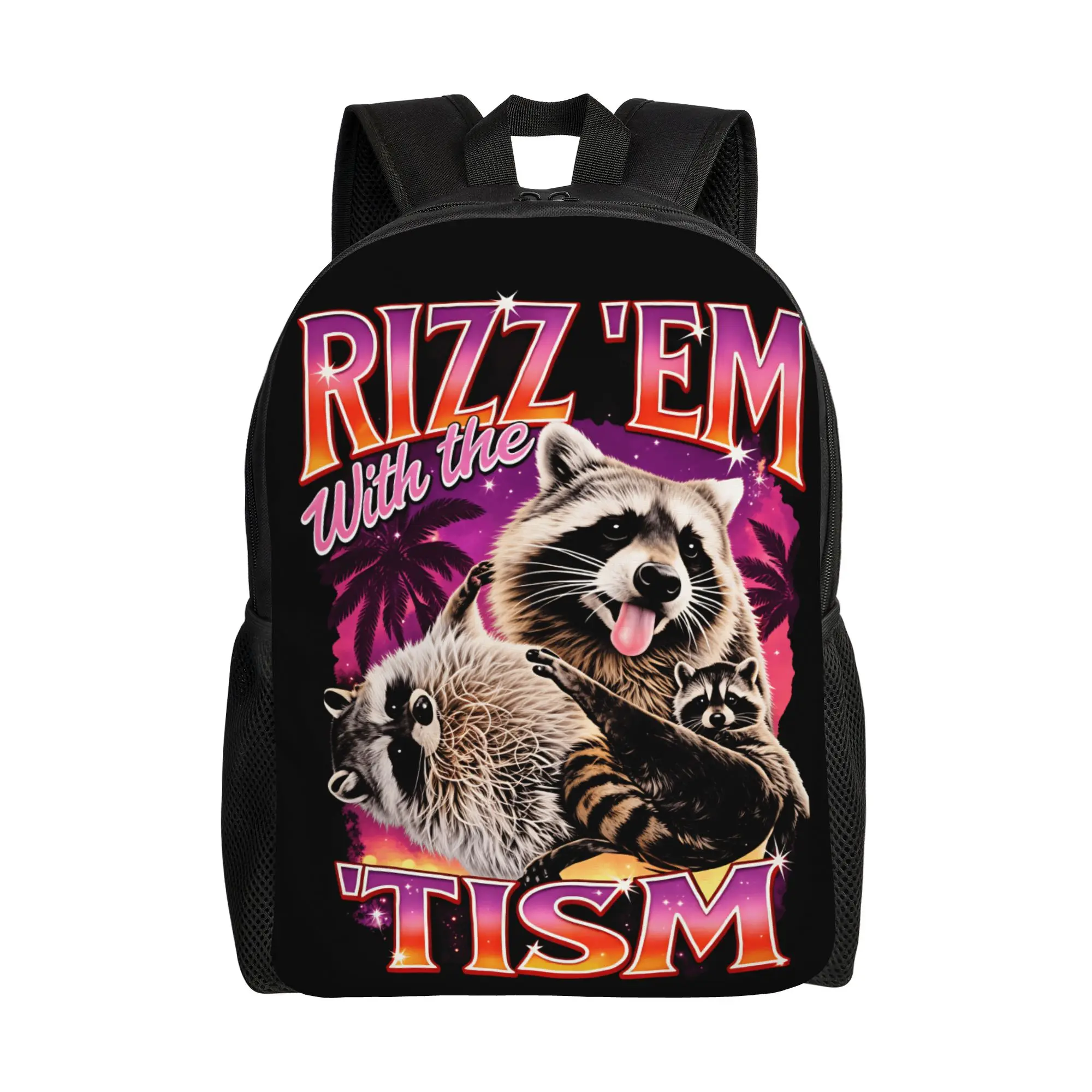 jimothy raccoon Classic Backpack Men  Soft Backpacks Polyester Elegant School Bags Outdoor Style Custom Rucksack
