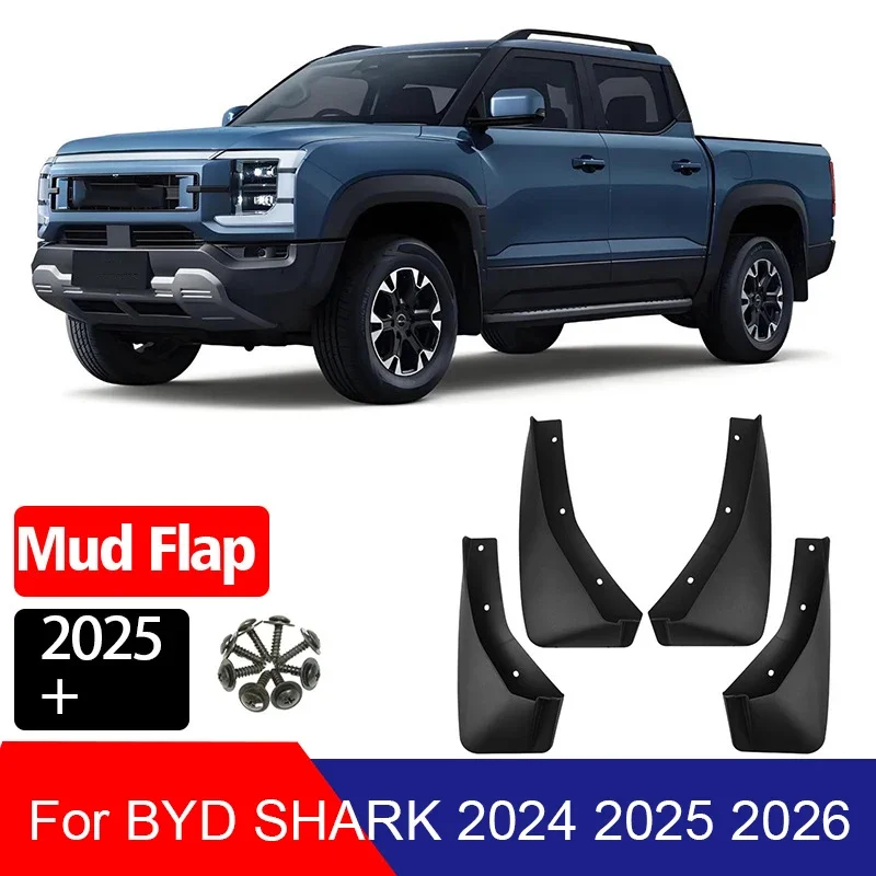 

For BYD SHARK 6 2024 2025 2026 LHD&RHD 4pcs/lot ABS Car Mudguard Mud Flash Fender Anti-Dust Auto Exterior Protect Accessories