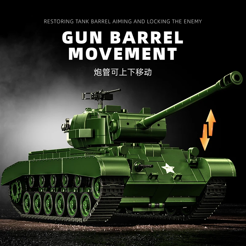 NEW Classic Military Tank Building Blocks M26 Pershing Armored Car Tank Model Bricks Toys Sets Ornaments Creative Toys For Gifts