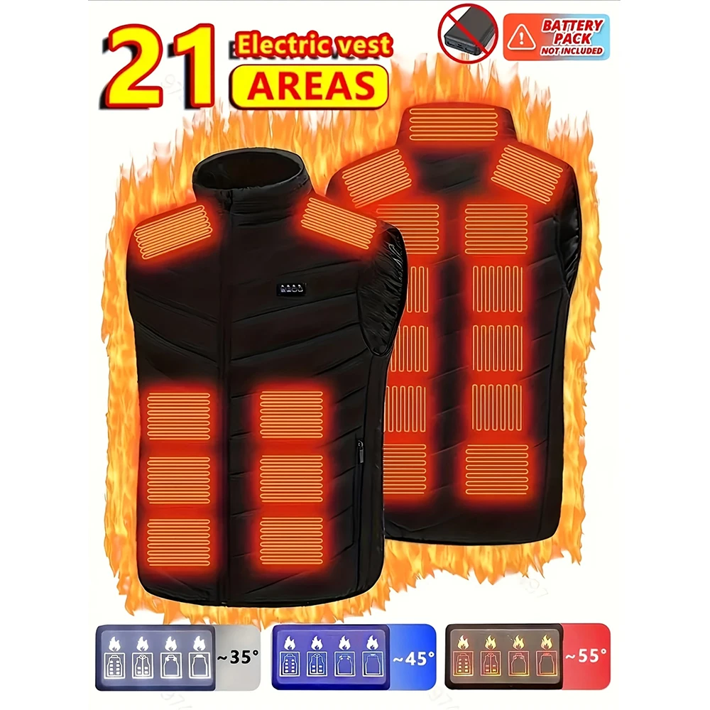 

21 Heated Vest Zones Electric Heated Jackets Men Women Sportswear Heated Coat Graphene Heat Coat USB Heating Jacket For Camping