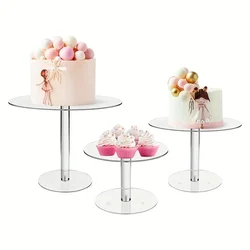 3pcs Clear Acrylic Cake Display Stand Centerpiece, Party Decoration Dessert Table Decorations, Wedding Party Events Decor