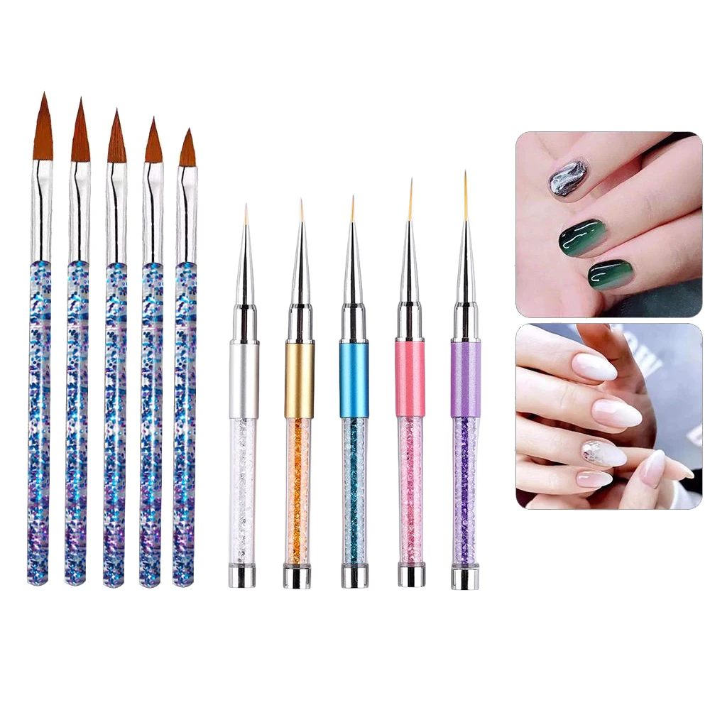 Nail Art String Brush Set,10 Pieces Of Crystal Rod Brushes For Nail Art DIY, Suitable For Home And Professional Nail Salon