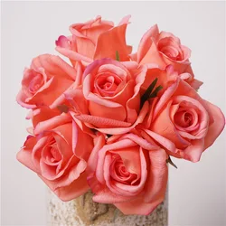 15Pcs/lot Faux Moisturizing Rose Real Touch Artificial Flowers Wedding Decor Rose Flowers Bridal Bouquet Party Home Decorations