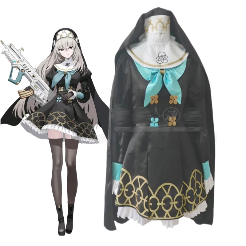 Blue Archive Cos Utazumi Sakurako Cosplay elegant black shawl nun battle uniform costume female dress C