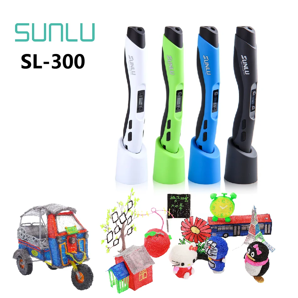 SUNLU SL-300 3D 펜 지원 PLA/ABS 1.75MM 필라멘트 지능형 인쇄 탐색 Creative Craft DIY 선물 빠른 배송