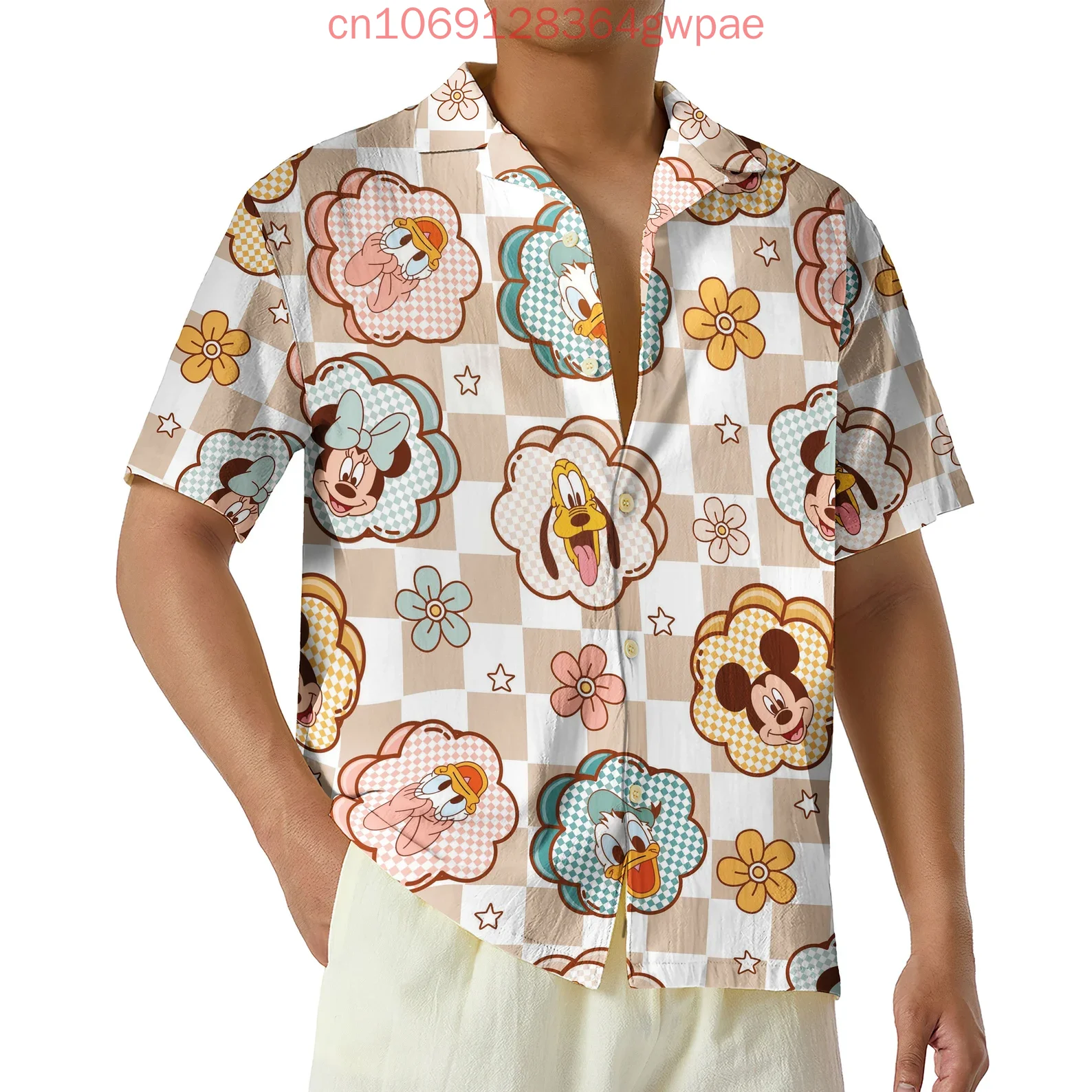 Camisa hawaiana navideña de Winnie The Pooh para hombre y mujer, pantalón corto informal de manga corta, camisa de playa con botones para niños de Minnie de Disney