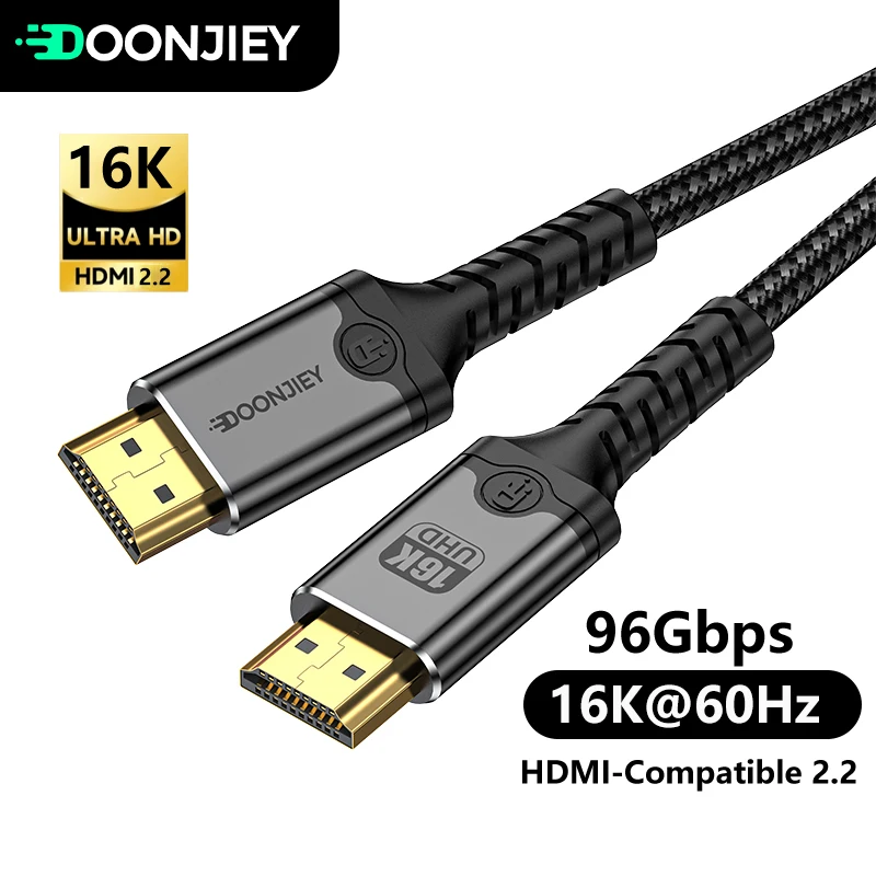 16K HDMI-Compatible Cable 96Gbps Ultra High Speed HDMI2.2 Braided HDR Digital Video Cable For PS5 HDTV Blu-ray Xiaomi Mi Box