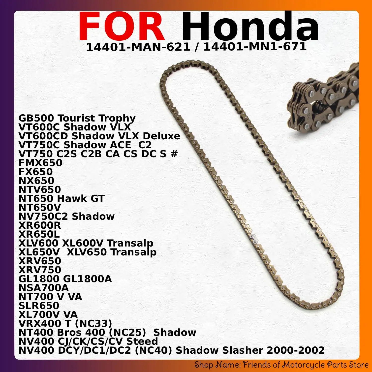 Timing Cam Chain small roller chain Tank chain for Honda VT600C VT600CD VT750C Shadow VLX Deluxe ACE 14401-MAN-621 14401-MN1-671
