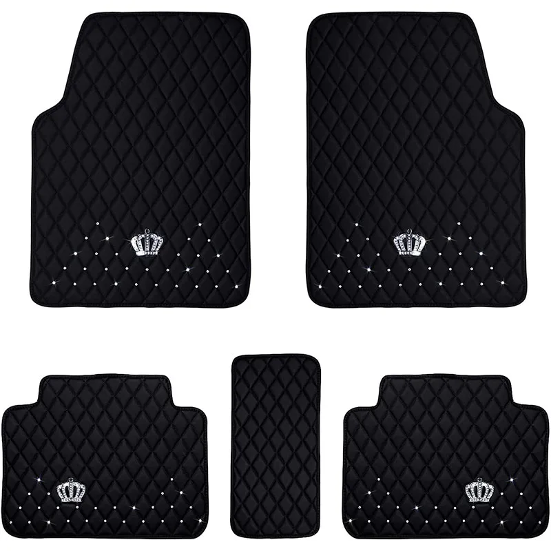 All Weather Pu Leather Floor Mats for Car SUV & Truck 5 Pack Front & Rear  Heavy Duty Protection Crown Car Floor Cushion