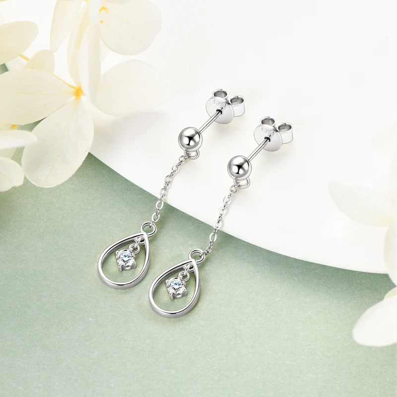 

IOGOU Elegant 3mm Moissanite Drop Stud Earrings 925 Sterling Silver Gold Plated Teardrop Dangle Earrings for Women Jewelry Gift