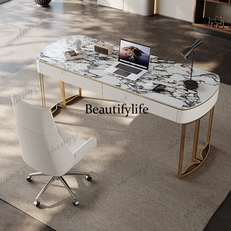 BBB   Mid-century Light Rock Plate Office Desks Modern Designer Dinning Office Desks Minimalist Tidy Office Furniture Tisch