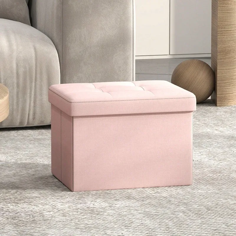 Small Folding Storage Ottoman, Foot Rest Stool, 12.2 X 16.1 X 12.2 Inches, 286 Lb Load Capacity, For Living Room, Bedroom, Home Office, Dorm