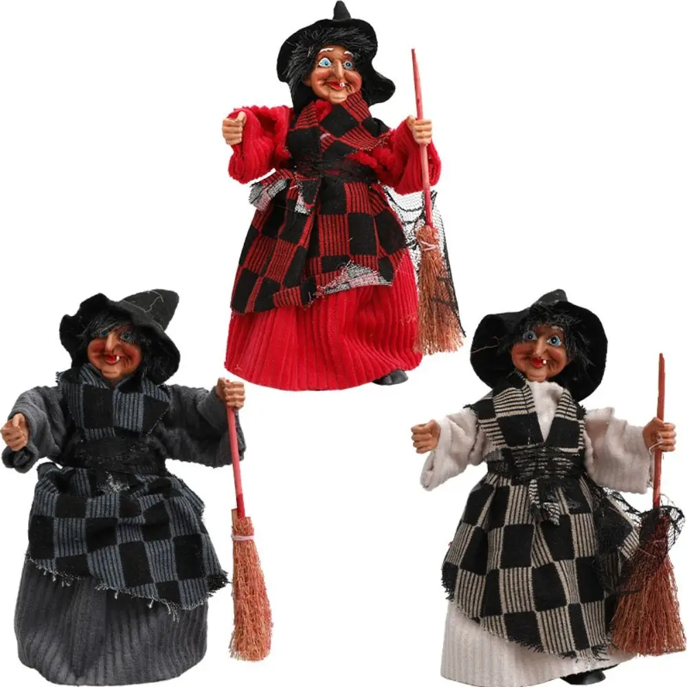 3pcs Cloth Halloween Broomstick Witch Pendant Creative Artificial Witch Hanging Scary Funny Halloween Ornament Party