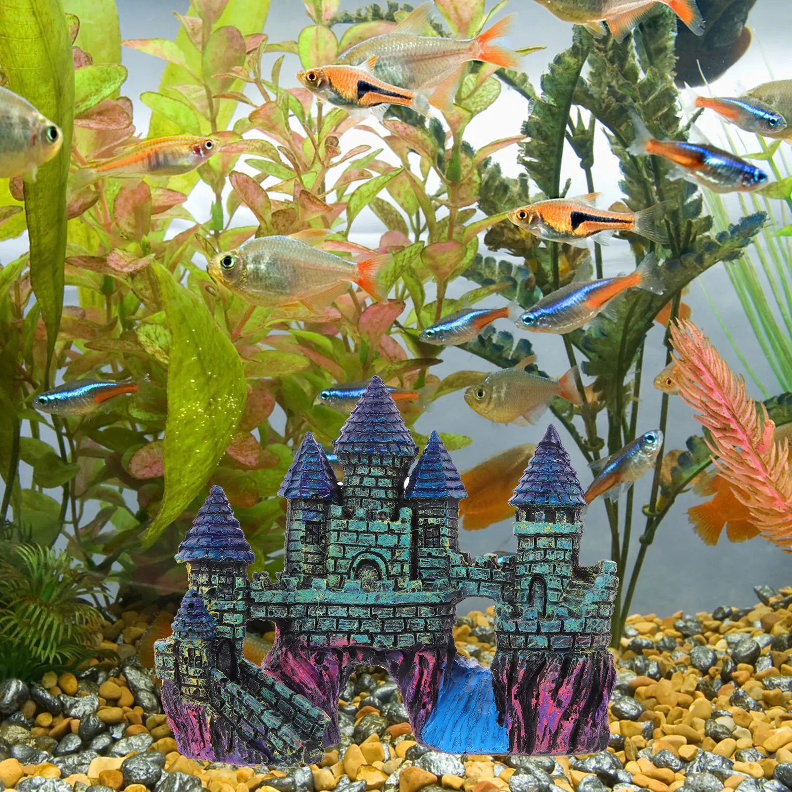 

1Set Fish Tank Castle Resin Ornament Aquarium Decoration Underwater Large Aquarium Decor Fish Tank Decorations