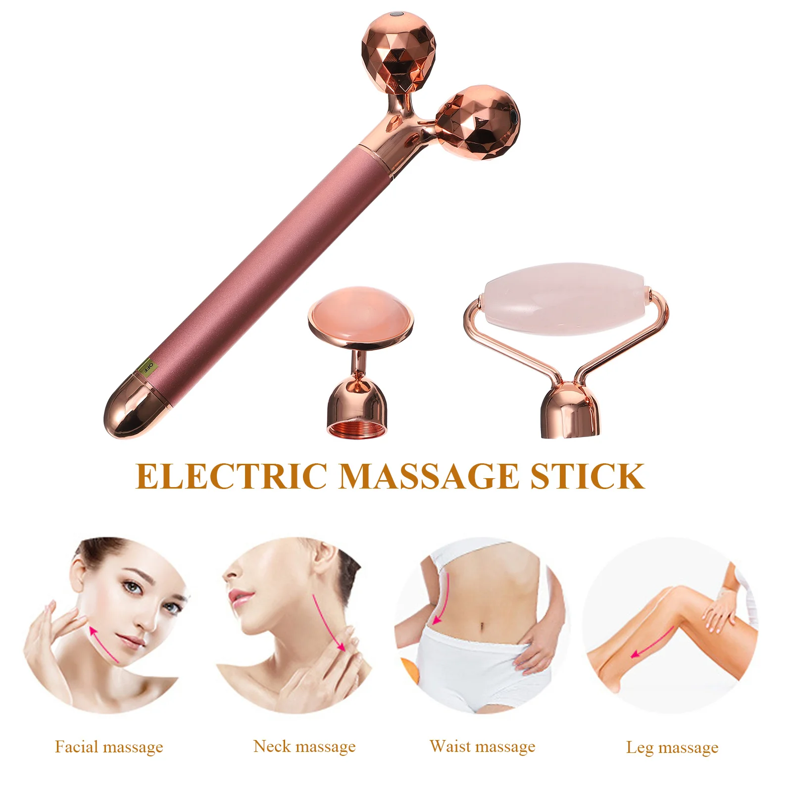 

1 комплект 3-в-1 нефритовый роликовый электрический массажер для лица для против старения, уменьшения морщин, инструмент для скульптуры лица, принадлежности для массажа лица