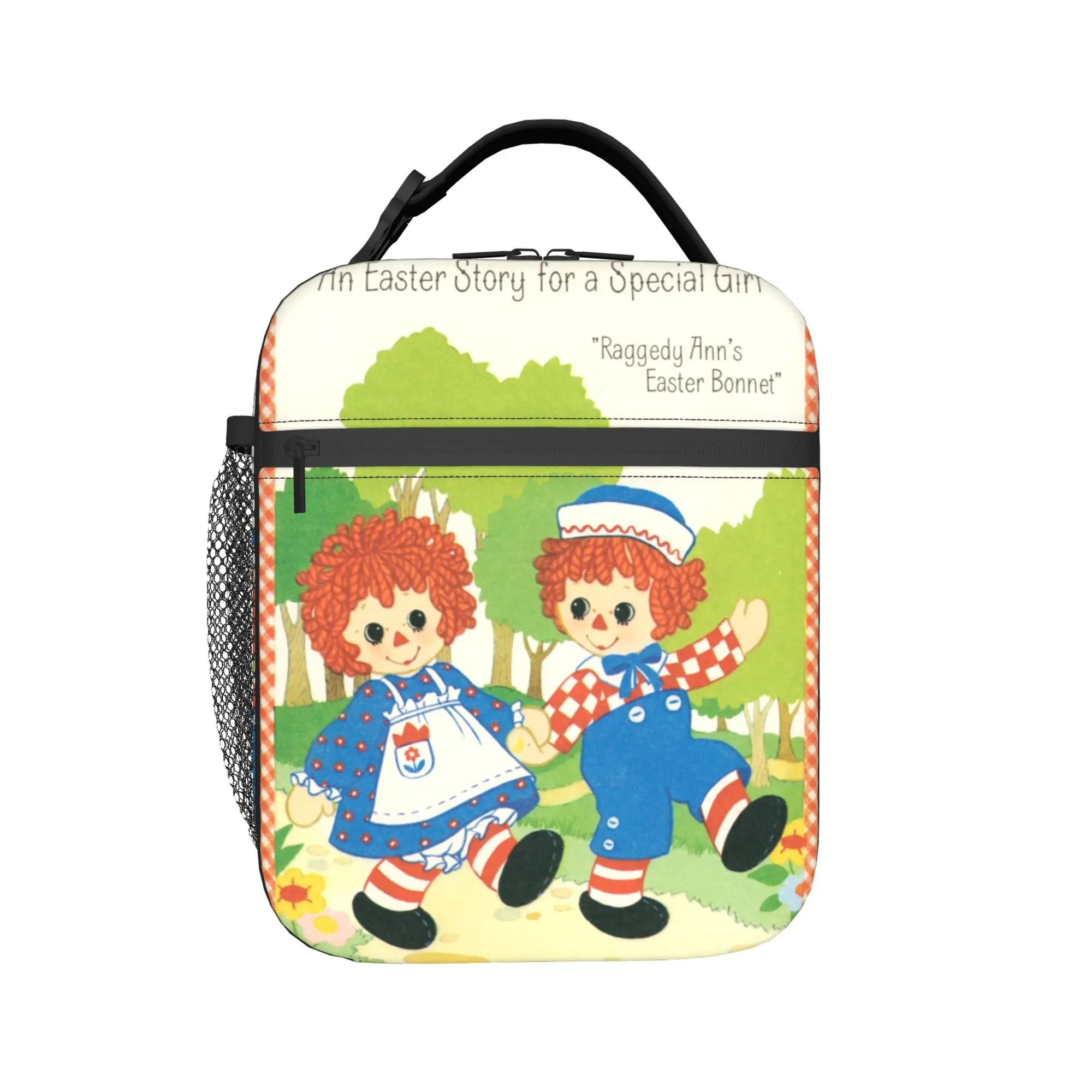 Bolsa térmica isolada para almoço, Raggedy Ann Merch, recipiente para almoço, design exclusivo, caixa térmica para viagem