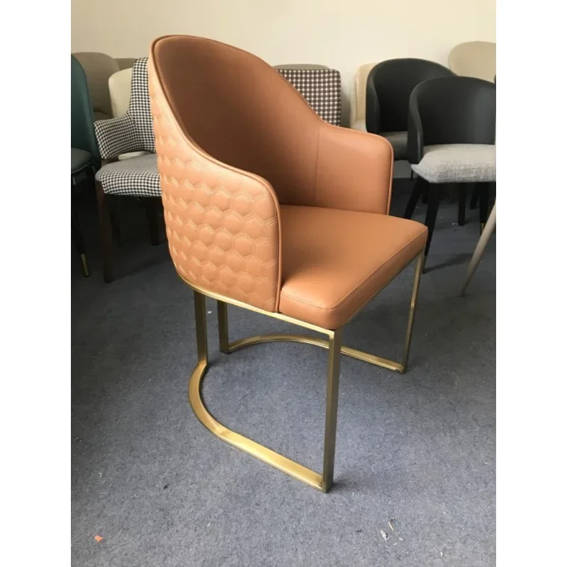 

Italian Luxury Designer DiningChair Officehair Villa Stainless Steel True Belt ArmrestChair
