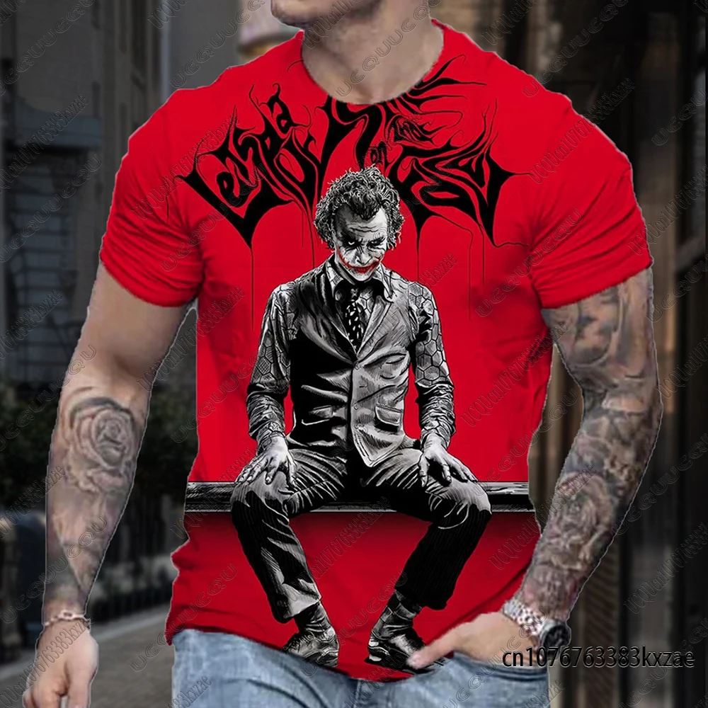 T-shirts classiques Joker Summer pour hommes, t-shirt 3D drôle avec visage de Joker, style Harajuku décontracté, vêtements de rue pour homme.