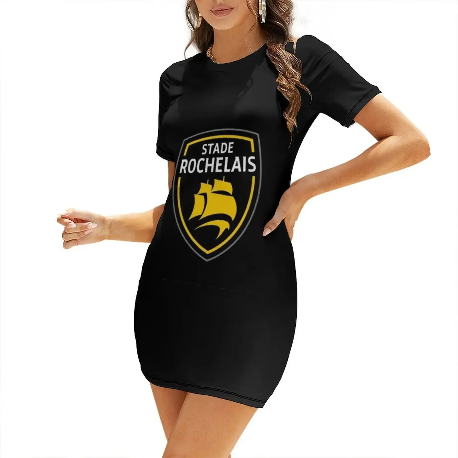 

Stade Rochelai Rugby logo player Short-Sleeved Dress party dress women elegant luxury Woman fashion summer dress for women 2026