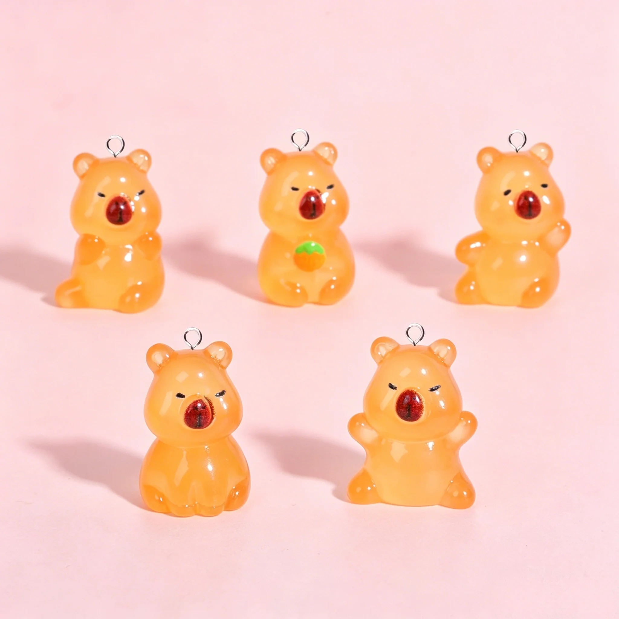 10pcs Cute 3D Capybara Resin Pendants for Keychain Earrings DIY