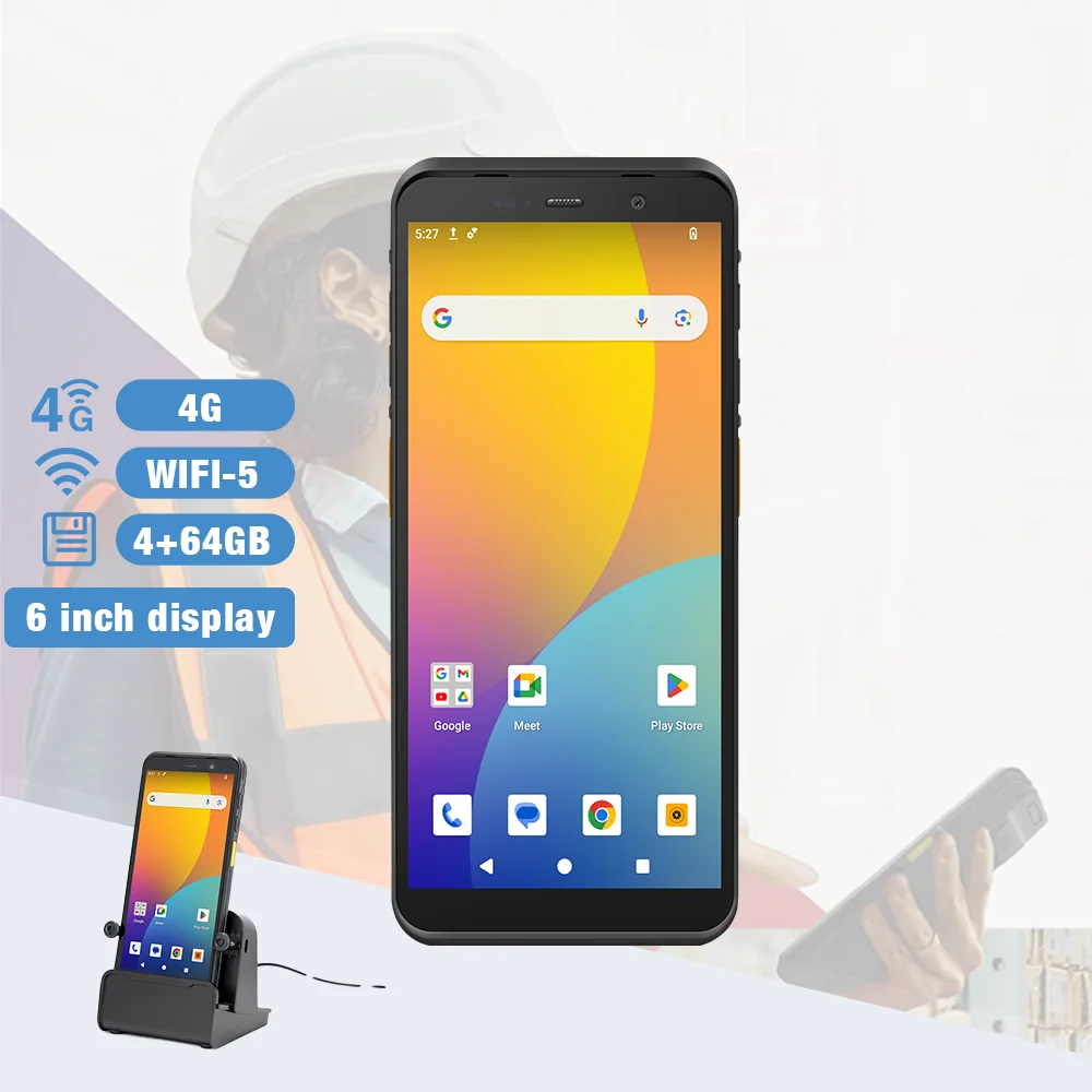 TC60 Handheld Computer Mobile Terminal PDA 4+64GB Android 14 Octa-core 2.2Ghz CPU QR Code Barcode Scanner IP67 Charging Base