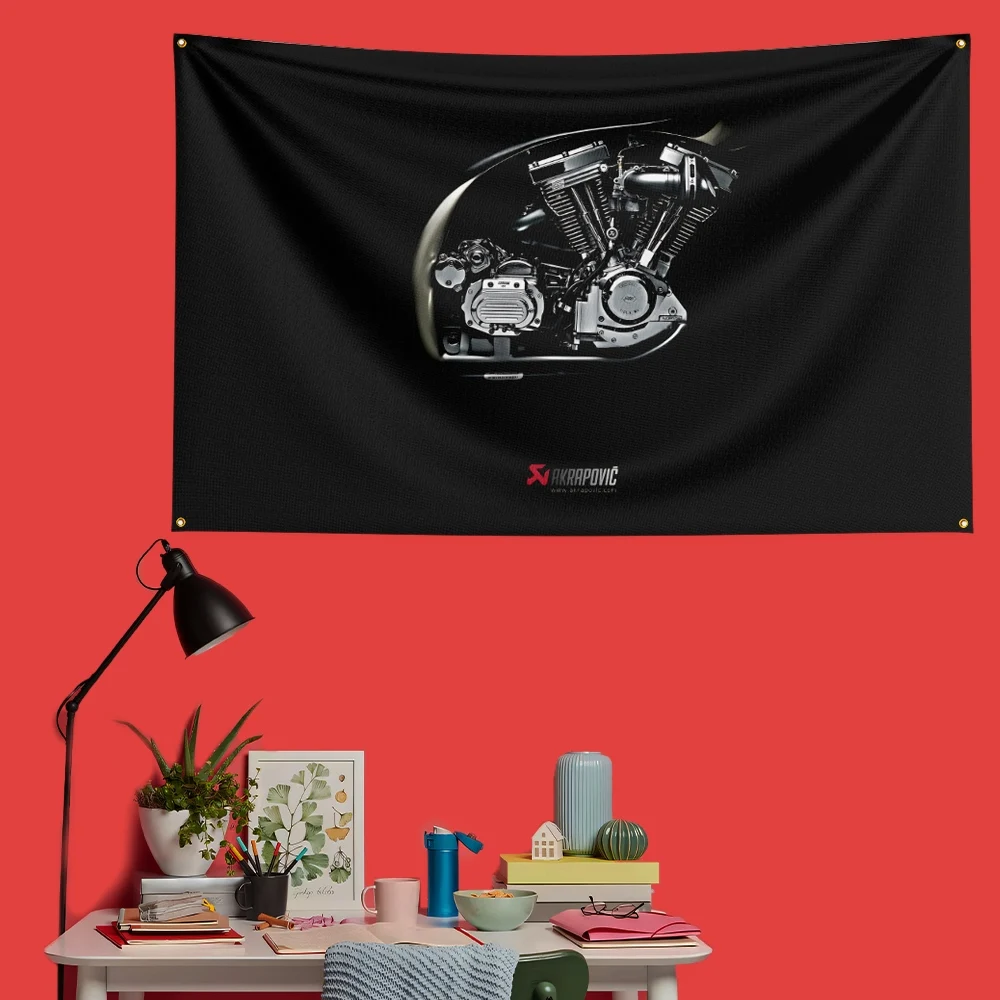 Akrapovic Racing Exhaust Flag 3x5 FT 90x150cm Polyester Garage Wall Decor Banner For Car Enthusiasts
