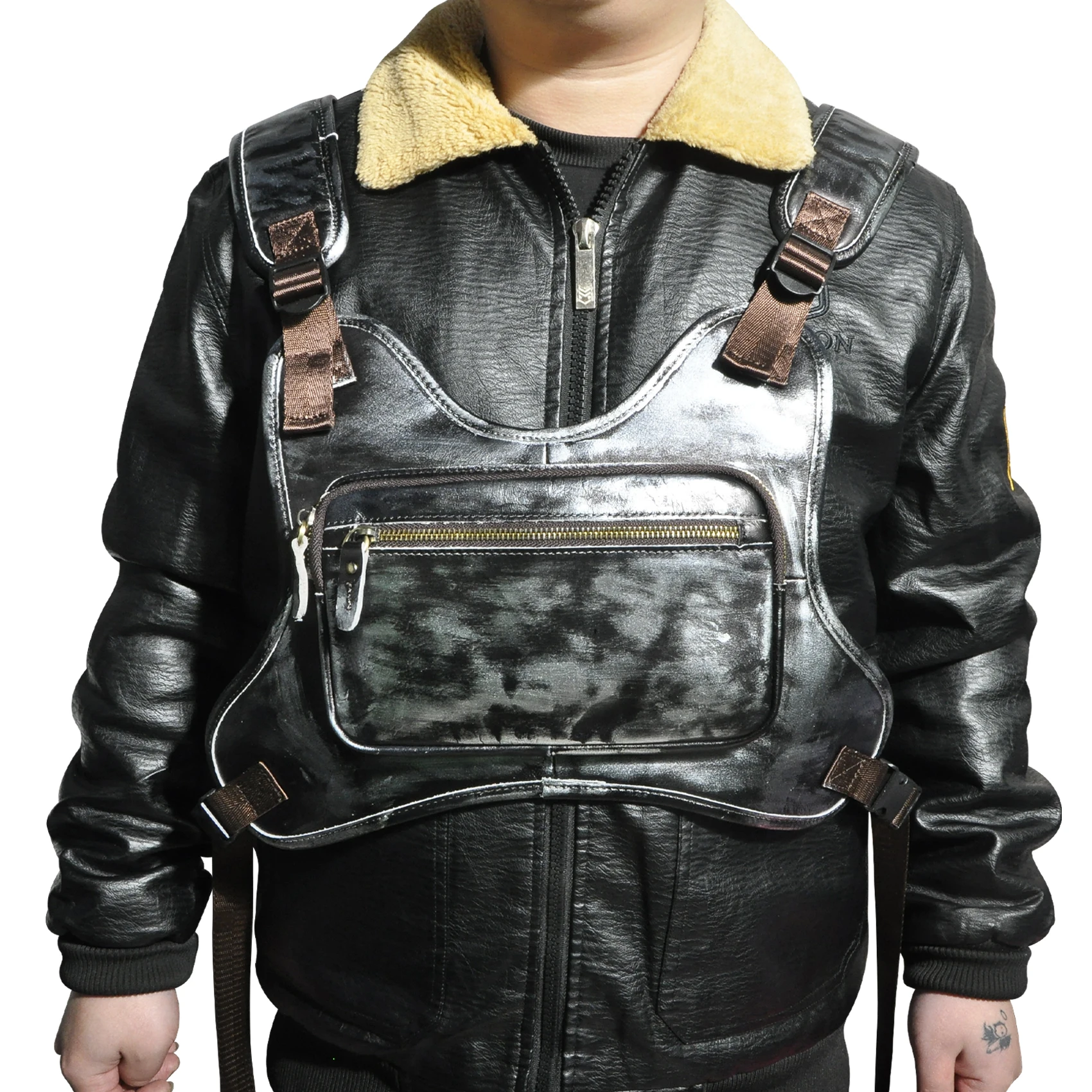 Real Thick Leather Vintage Streetwear Men Hip-Hop Chest Bag Two Straps Chest Rig Bag Fashion Rectangle Chest Utility Pack 291 s