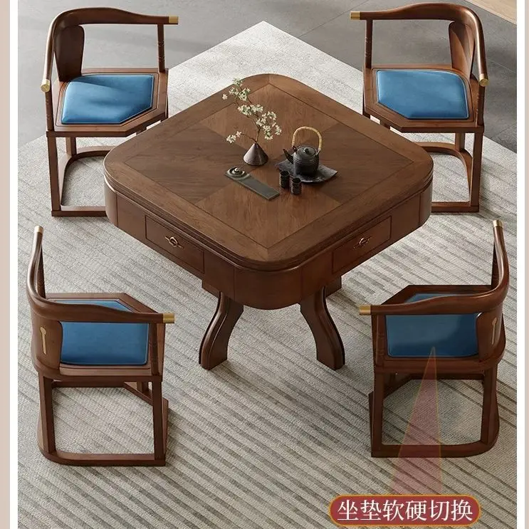 Solid wood mahjong machine dining table dual-purpose multi-function Chinese style can be stored electric mahjong table automatic