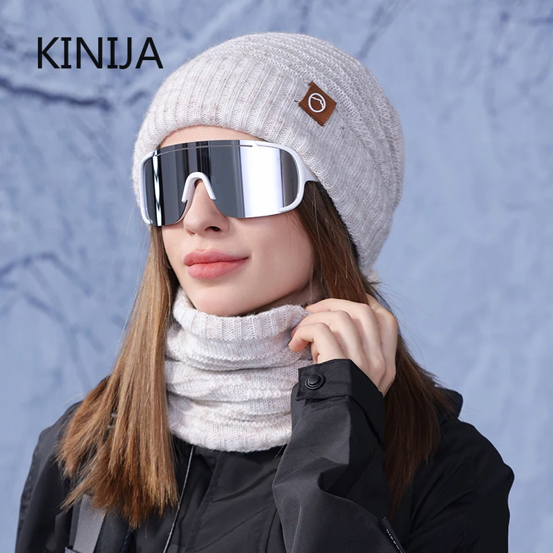 Ensemble écharpe et chapeau tricoté pour femme, 2 pièces, écharpe de Protection des oreilles résistante au froid, Skullies chauds, bonnet coupe-vent, cyclisme en plein air, ski, hiver