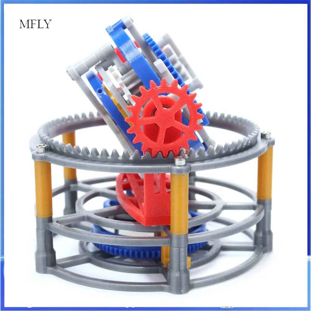 Spring-Powered Educational Science Toy DIY Tourbillon Gear Transmission Model - 3D Printed Mechanical Pendulum Clock Kit