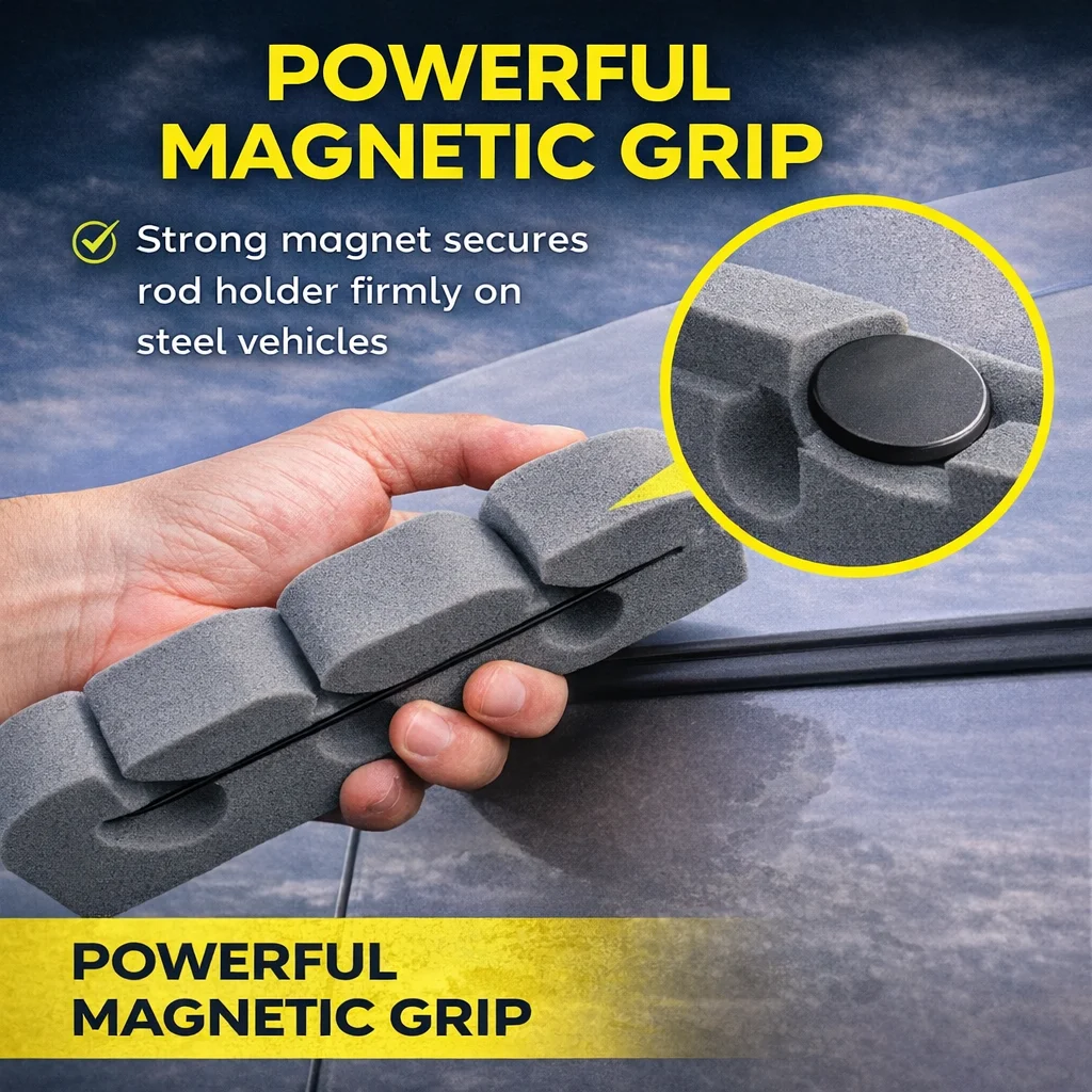 Aventik Magnetischer Angelrutenhalter Kombi-Set, 2 Designs in 1 Set, Starke Magnetkraft, Sichere Stahl-Karosseriehalterung – Detail 2