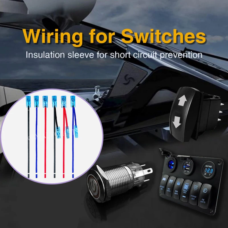 5 قطعة سلك لصق سريع 6.3 مللي متر أنثى المجرف تجعيد محطة سلك موصل أحمر أسود أزرق واحد سلك مزدوج لمقبس التبديل الروك #6