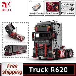 KEJI MOC Truck R620 Trailer Engineering Vehicle Model RC Building Blocks Bricks Kits Kids Toys for Children Boys Christmas Gifts