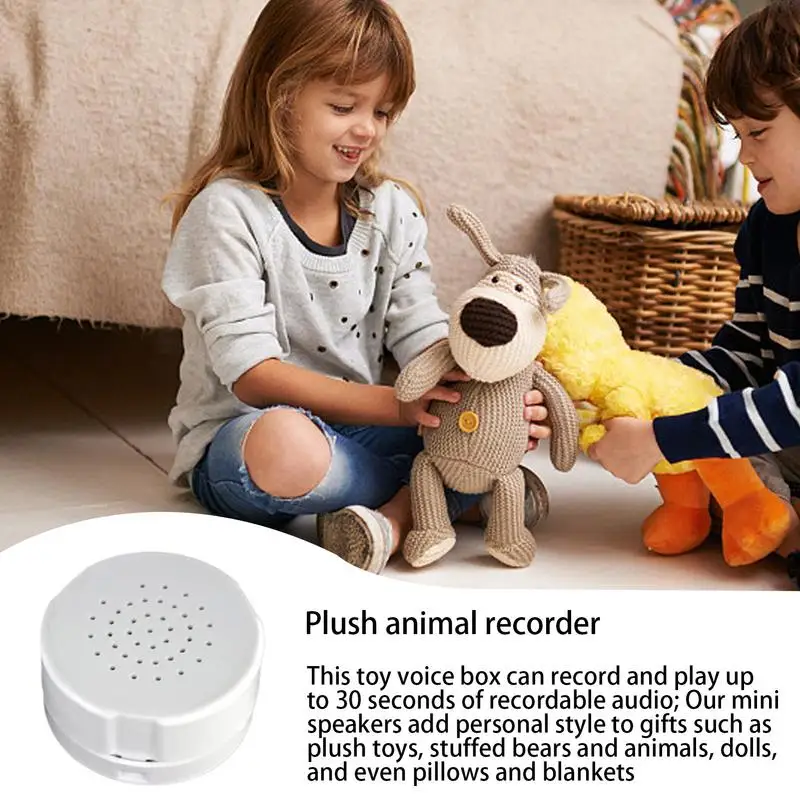 Recheado urso Voice Box Gravador de Voz Device, 30 Segundos, DIY, Mensagem personalizada, Animal Plush Toy, Baby Dolls