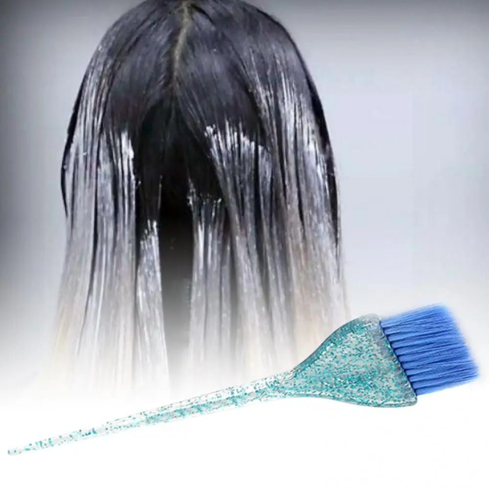 Hair Dyeing Brush with Transparent Glitter Decor Handle Professional Durable Hairdressing Tint Coloring Bush