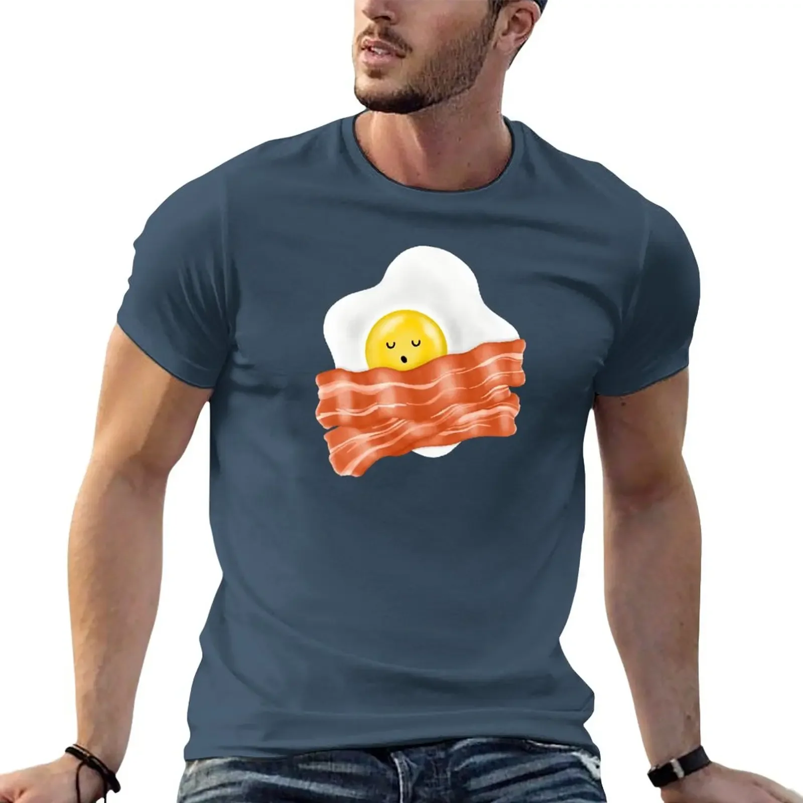 Sleeping Egg on Bacon Blanket T-Shirt boys animal print shirt Short sleeve tee men