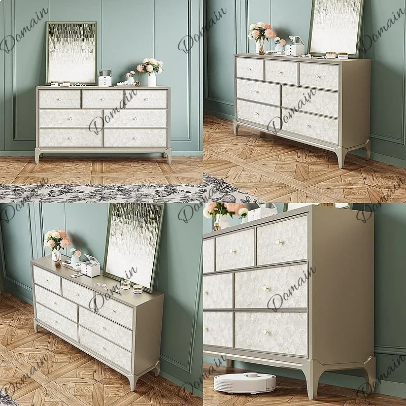 Oi American Luxury Shell Sideboard, Modern 7-Drawer Entryway Storage Cabinet For Living Room Bedroom