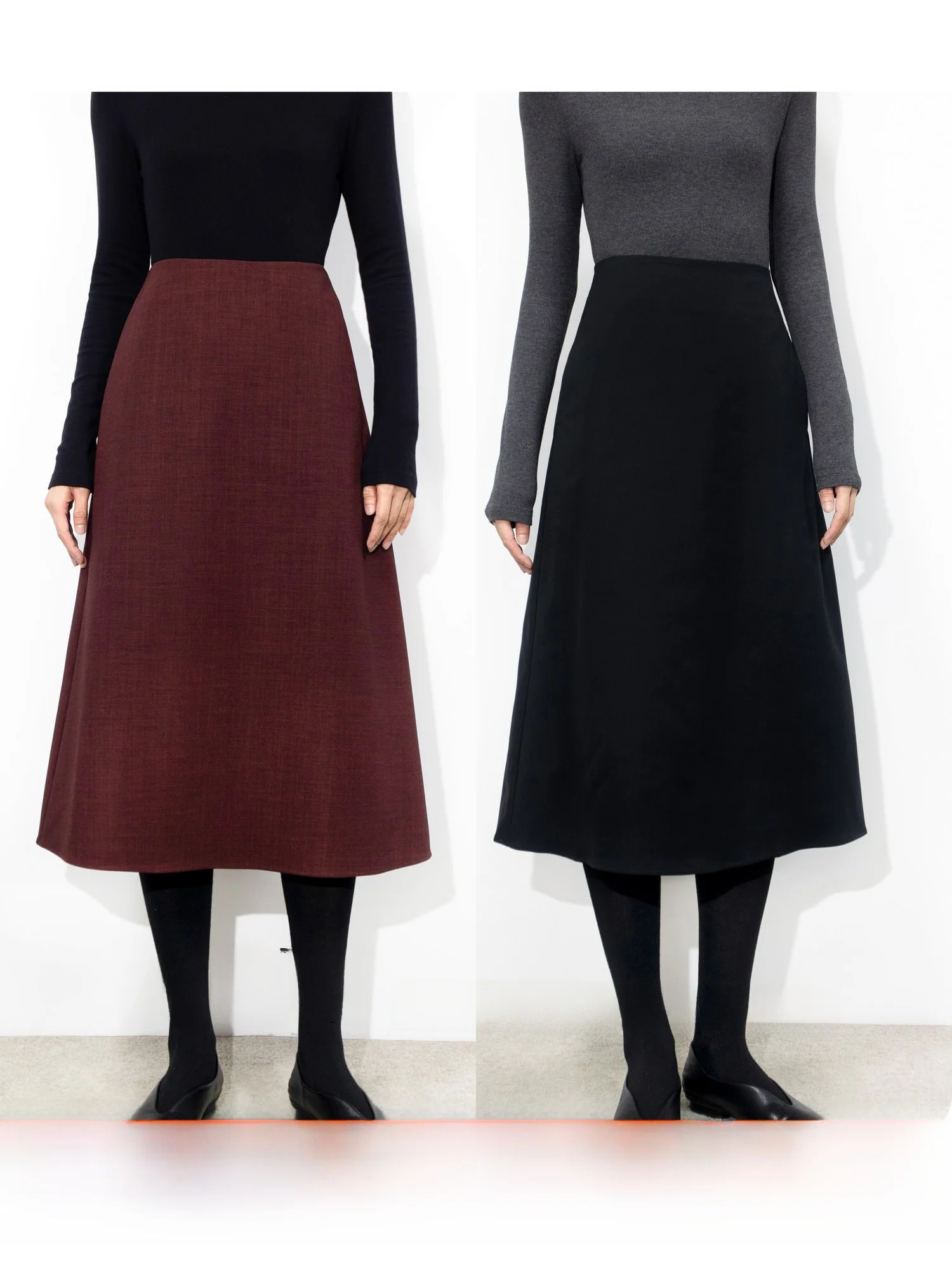 

ABH Fine Spun Wool Mix Autumn Winter High Waist A-Line Midi Skirt Women's Faion Twist Stitch Design Versatile Commute Simpl...