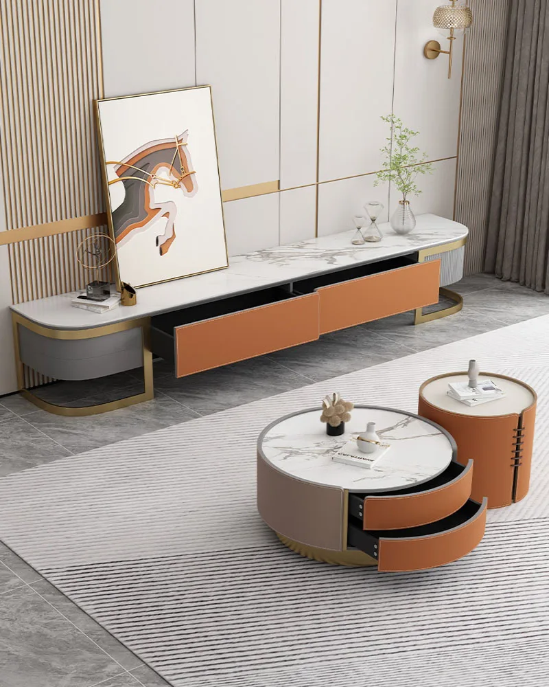 Tea table, TV cabinet, storage cabinet, home floor cabinet, tea table combination, luxury Nordic