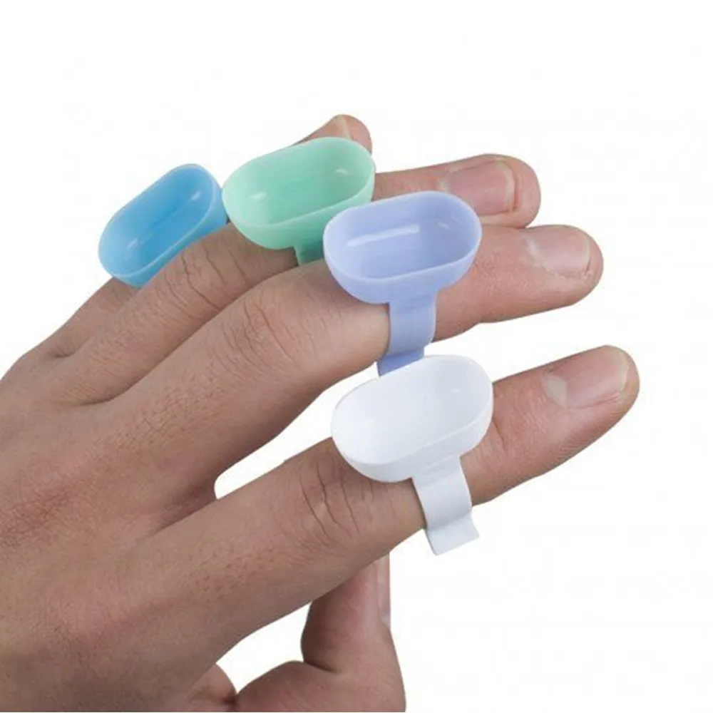 30 pcs/Pack Dental Disposable Plastic Prophy Rings Handy Finger Bowl Cup for Mixing Cement Powder Class Dentistry Tools