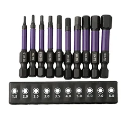 10pcs Magnetic Screwdriver Bits Set 1/4 Inch Hex Shank Electric Repair Tools Metric H1.5 2.0 H2.5 H3 H3.5 H4 H5 H6 H7 H8 Series