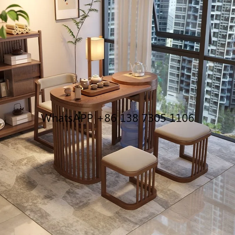 

Solid wood balcony tea table and chair combination coffee table Chinese tea table living room home leisure tea
