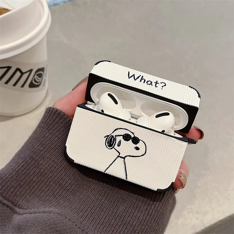 سنوبي الجلود حقيبة سماعة الاذن ل AirPods 1 2 3 Pro سماعة لاسلكية تعمل بالبلوتوث سماعة لينة الغطاء الواقي للصدمات سماعات غطاء