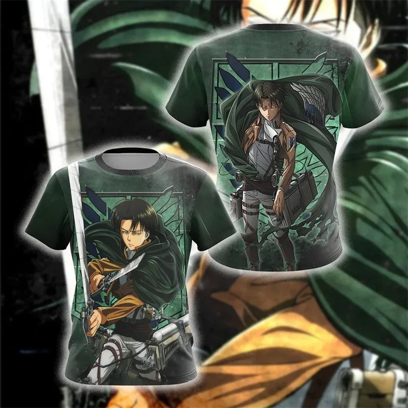 Anime Attack on Titan Levi Ackerman Graphic T Shirt for Men Clothing 3D Manga Printed T-shirt Harajuku Fashion Kids Cartoon Tees