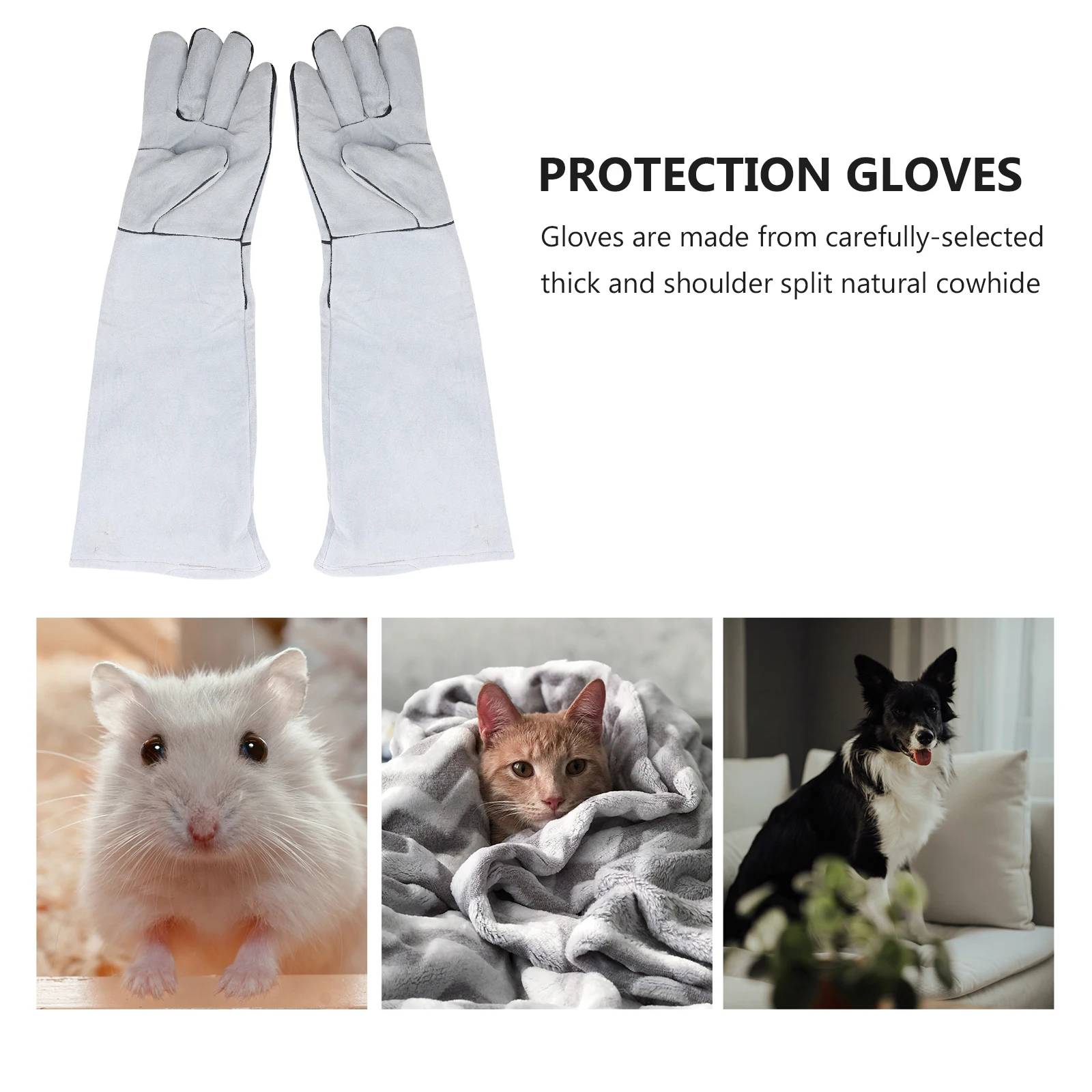 

Anti Bite Gloves High Temp Resistance Durable Thick Cowhide Protection Pet H ling BBQ Camping Oven Safe