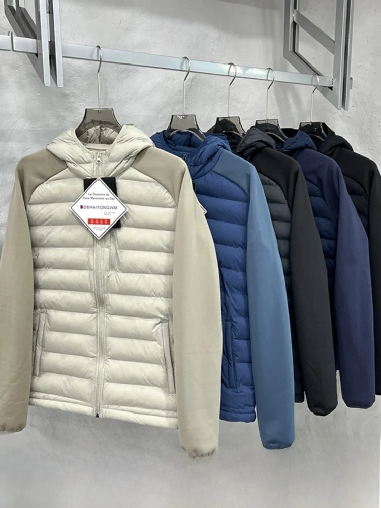 

Outdoor Functionali Cotton Jaet Men's Lightweight Air Layer Splicing Hat Sport Casual Trendy Cotton Coat Faionable