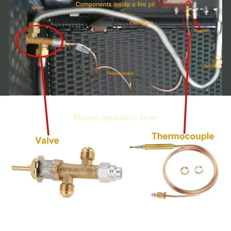 D0AB Fireplaces Flame Failure Valves مع مجموعة إشعال زر الضغط لشواء الغاز