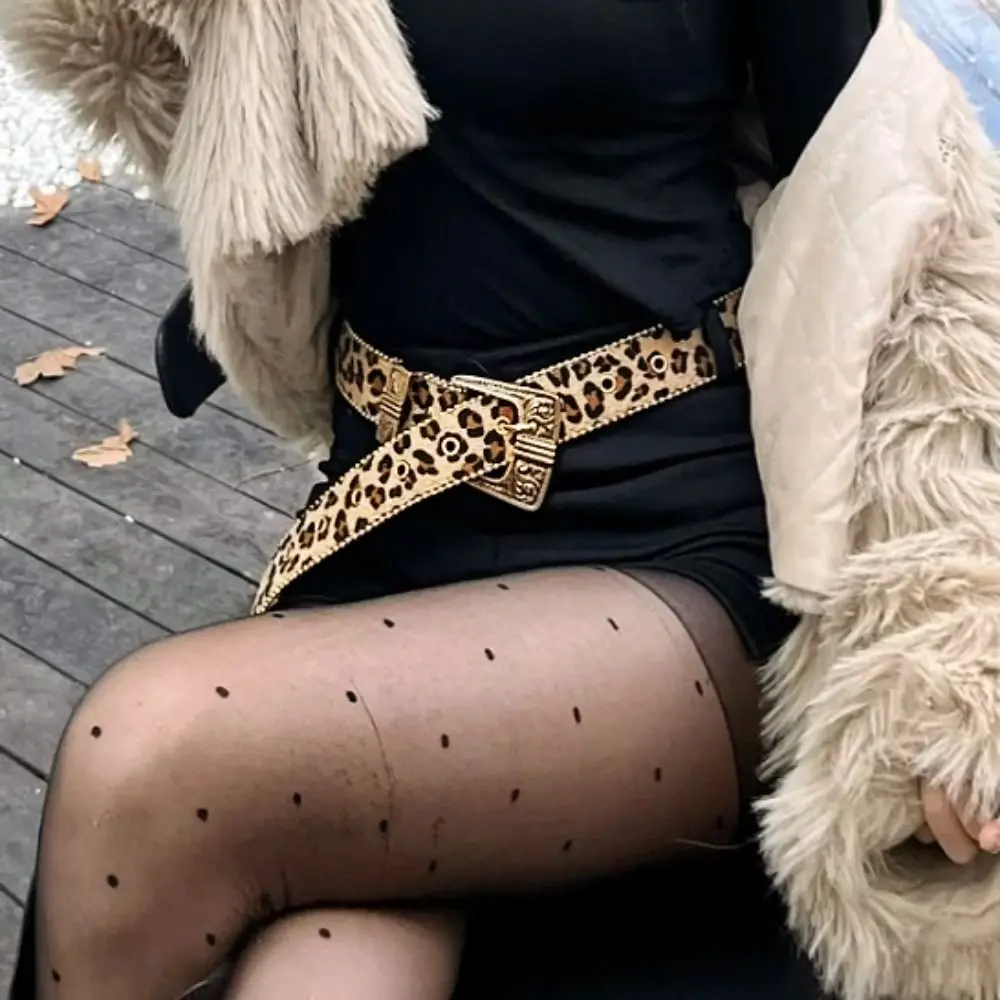 

Gothic Y2K Leopard Print Belt Vintage Personality Carved Buckle Belt Jeans Decoration PU Suede Waistband Streewear