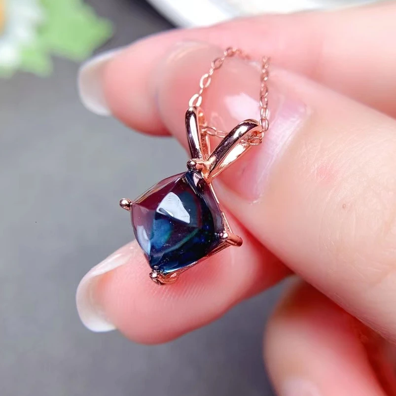 

3ct 9mm*9mm Sugar Loaf London Blue Topaz Pendant for Office Woman VVS Grade 925 Silver Natural Topaz Necklace Pendant